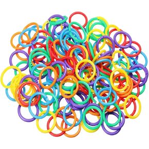 100 Pieces Multi-Color Plastic Loose Leaf Binder Rings Book Rings for Scrapbook, Notebook, Keychain, Cards, Document Stack (Multi-Color,15 mm)