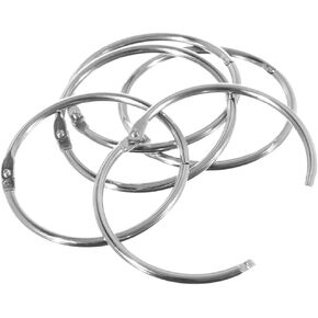 Craft County Book Ring Nickel Plated Metal Loose Leaf Rings Binder Hinge Snap Ring Key Ring, 2-Inch Diameter, 10 Pieces, Silver