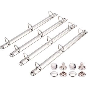 BENECREAT 4Pack Stainless Steel A4 Notebook 3-Ring Binder Mechanism, D Rings, Loose Leaf Binding Spines Combs for Organizers Planners