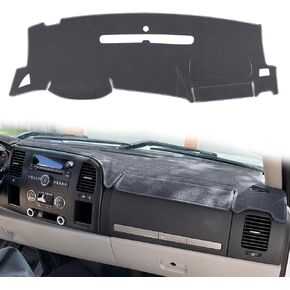 Dashboard Cover for GMC Sierra and Chevrolet Silverado- Fits 2007-2013 Models with Two Glove Boxes. Custom Fit Dash Mat, Won't Break Dash Sensors(Premium Carpet, Beige)