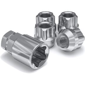 White Knight 41700 Chrome Finish 12mm x 1.50 Thread Size Open End Acorn Wheel Lock, (Pack of 4)