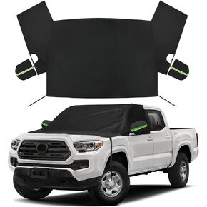 استبدال الغطاء الثلجي للزجاج الأمامي والنافذة الجانبية الأمامية لسيارة Toyota Tacoma/Ford Ranger، غطاء الزجاج الأمامي من قماش أكسفورد 600D مع غطاء مرآة مناسب لجميع الشاحنات متوسطة الحجم (شاحنة متوسطة الحجم)