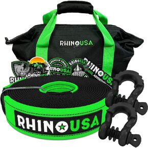 Rhino USA Heavy-Duty Recovery Gear Combos Off-Road Truck Vehicle Recovery, Best Offroad Towing Accessories - Backed for Life (20' Strap + Hitch)