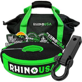 مجموعات معدات الاسترداد شديدة التحمل من Rhino USA لاستعادة مركبات شاحنة جيب للطرق الوعرة، أفضل ملحقات القطر للطرق الوعرة - مضمونة مدى الحياة (حزام 30 قدم + الأغلال) in Kuwait