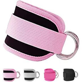 Fitness Ankle Straps for Cable Machines, 2 Pack Comfortable Adjustable Padded Ankle Wrist Cuffs, Kickback Glute Workouts for Men Women, D-Ring Leg Straps with Neoprene Padding