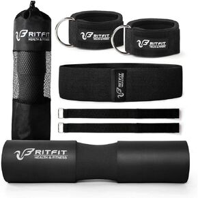 RitFit Barbell Squat Pad, Advanced Neck & Shoulder Ergonomic Protective Pad Support for Squats, Lunges & Hip Thrusts,Comfortable Foam Sponge Pad, Bonus 2 Securing Straps Included