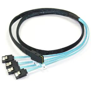 JacobsParts Mini SAS to 4-SATA SFF-8087 Multi-Lane Forward Breakout Internal Cable, 1.6 Feet