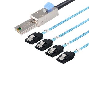 Heretom Mini SAS to SATA Cable 36 Pin SFF-8087 Host/Controller to 4 SATA 7 Pin Target/Backplane, 0.5M /1.6 FT, 2 PACK