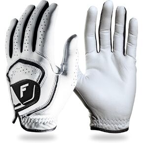 Franklin Sports Golf Glove - Pro Golf Gloves - Premium Leather Golfing Glove - Maximum Grip - White - Black