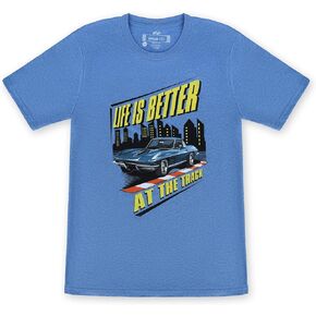 Men’s Vintage Retro C2 Stingray Racing T-Shirt - Life is Better at The Track Tee (Heather Nassau Blue)