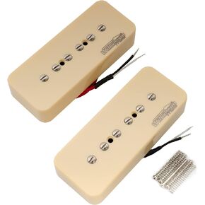Wilkinson M Series Alnico 5 P90 Soapbar Pickups Neck and Bridge Set for Les Paul/SG Electric Guitar, Black