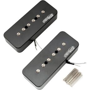 Wilkinson M Series Alnico 5 P90 Soapbar Pickups Neck and Bridge Set for Les Paul/SG Electric Guitar, Black