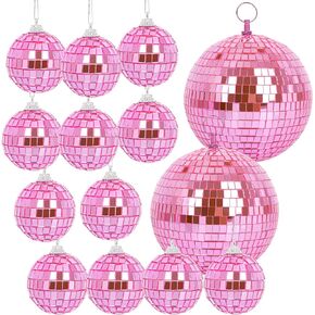 Mirror Ball, MUZTOP 10 Inch Disco Ball with Hanging Ring, Light Mirror Ball for Disco Parties DJ Stage Wedding Christmas Home Decor, Rose Gold