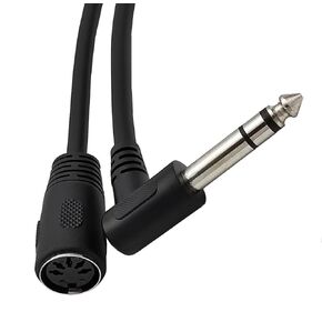 Seadream DIN 5 Pin Female to 6.35mm Male Adapter Cable 8inch 90 Degree Angled 6.35mm 1/4" Jack Plug to 5 PIN MIDI DIN Female Socket Audio Adapter Cable for Microphone Sound Output