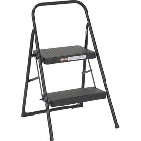 COSCO 11135BLK1E 2 Household Folding Steel Step Stool, 1-Pack, Black
