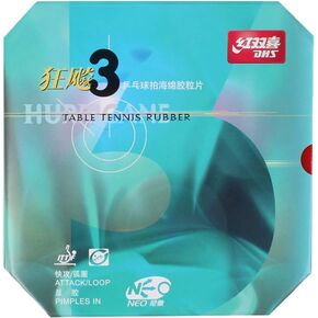 مطاط Double Happiness NEO Hurricane 3 لتنس الطاولة/مطاط Ping Pong، مع طبقة لاصقة مجانية، 2.1 مم