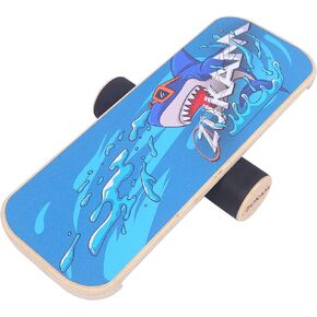 Balance Board Trainer, Wooden Balancing Board with Workout Guide to Exercise and Build Core Stability, Wobble Board for Skateboard, Hockey, Snowboard & Surf Training