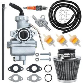 PZ20 Carburetor Carb Air filter Fuel Line Kit for 50cc-125cc Taotao ATA-110B 125D Boulder B1 T-Force Coolster Apollo kazuma Kids ATV Four Wheeler Quad XR70 XR80 CRF70 CRF80F Dirt Pit bike Black