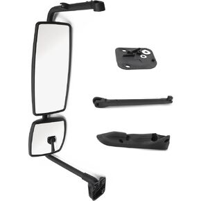 Door Mirror with Arm Black Fit for International 4300 4400 7400 7600 8500 8600 (left side)