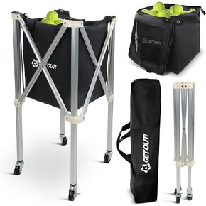 Get Out! Portable Tennis Ball Hopper Basket - Sports Balls Carrier for 150 Racquetball, Pickleball, Baseball, Badminton