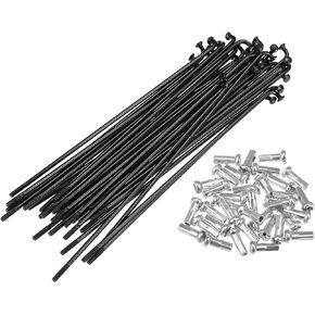 X AUTOHAUX 36pcs 14G J Bend Bicycle Steel Spokes Cycle Spokes with Brass Nipples Steel Spokes for Mountain Bike MTB