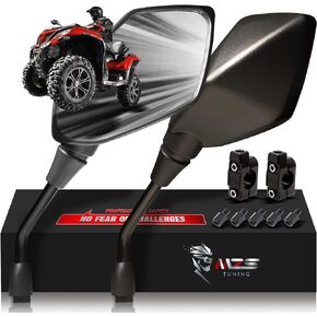 MZS ATV Mirrors Hawk-Eye Rear View Convex Universal 7/8 Handlebar Mount Compatible with Motorcycle Dirt Bike Quad Street Bike Adventure Snowmobile Jet ski Scooter Coolster Moped GY6 ATV's