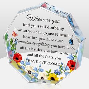 Bucherry Appreciation Gift for Women Graduation Gifts for Her Him Paperweight Keepsake Gifts for Best Friends Encouragement Gifts Inspirational Gifts for Daughter Girls(Floral)