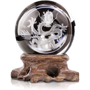 HDCRYSTALGIFTS 3D Angel Figurines Full Sphere Crystal Ball Laser Engraved Paperweight Home Art Decor Crafts(Clear)