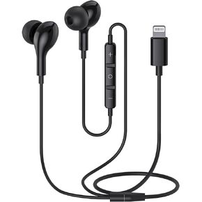 Guguearth Lightning Headphones for iPhone,MFi Certified in-Ear Lightning Earphones for iPhone,Magnetic Earbuds for iPhone with Mic Controller Compatible with iPhone 14 13 12 11Pro Max XR 8 7 (Black)