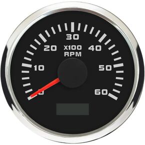 ELING 52mm Diesel Engine 4000RPM Tachometer Gauge with Hour Meter 12V 24V with Red Backlight for Truck RV