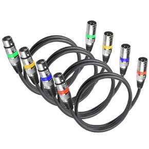 4Pack 3 Pin DMX Cables Male Female XLR Patch Cables, Cable DMX 1.2m 4ft XLR Male to XLR Female Light DMX Cable with 3 Pin Connector, Short DMX Cable 3ft for Stage Lights DMX Signal Connection