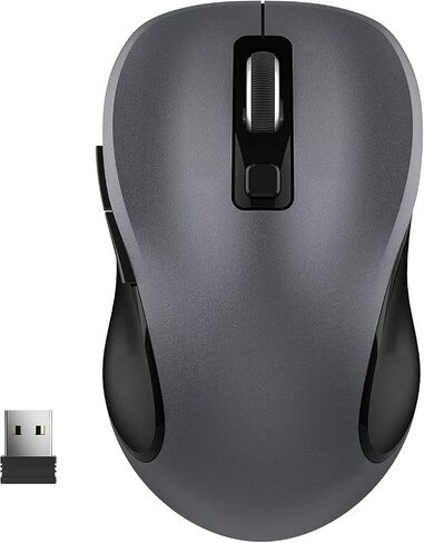 WisFox 2.4G Wireless Mouse for Laptop, Ergonomic Computer Mouse with USB Receiver and 3 Adjustable Levels, 6 Button Cordless Mouse Wireless Mice for Windows Mac PC Notebook (Grey) in Saudi Arabia