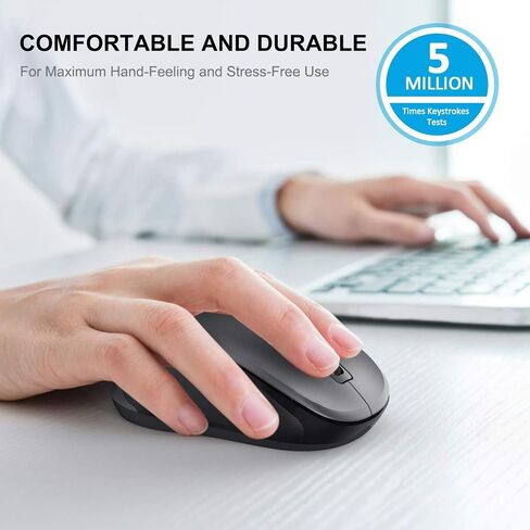 WisFox 2.4G Wireless Mouse for Laptop, Ergonomic Computer Mouse with USB Receiver and 3 Adjustable Levels, 6 Button Cordless Mouse Wireless Mice for Windows Mac PC Notebook (Grey) in Saudi Arabia