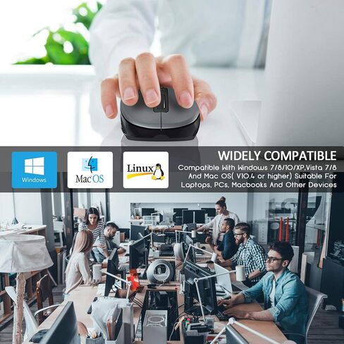 WisFox 2.4G Wireless Mouse for Laptop, Ergonomic Computer Mouse with USB Receiver and 3 Adjustable Levels, 6 Button Cordless Mouse Wireless Mice for Windows Mac PC Notebook (Grey) in Saudi Arabia