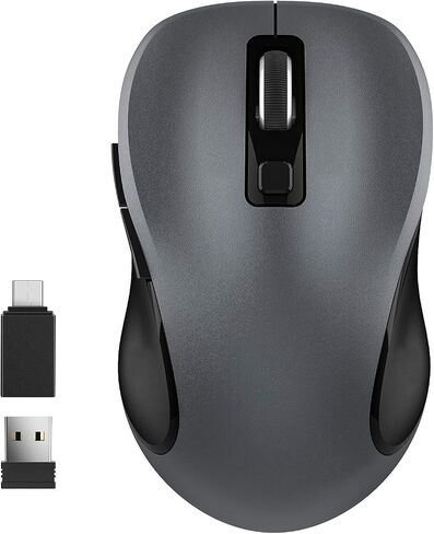 WisFox 2.4G Wireless Mouse for Laptop, Ergonomic Computer Mouse with USB Receiver and 3 Adjustable Levels, 6 Button Cordless Mouse Wireless Mice for Windows Mac PC Notebook (Grey) in Saudi Arabia