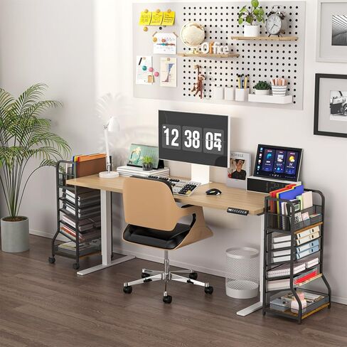 عربة ملفات متدحرجة ذات 6 طبقات، تصميم من الخشب والشبك مع عجلات قابلة للفصل، صواني قابلة للإزالة، عربة مكتب متدحرجة، منظمة منزلية، مكتب منظم للورق بجانب رف الكتب المحمول in Kuwait