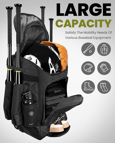 OutdoorMaster Rolling Baseball Bag Wheeled Baseball Bat Backpack with 4 Bat Pockets in Saudi Arabia