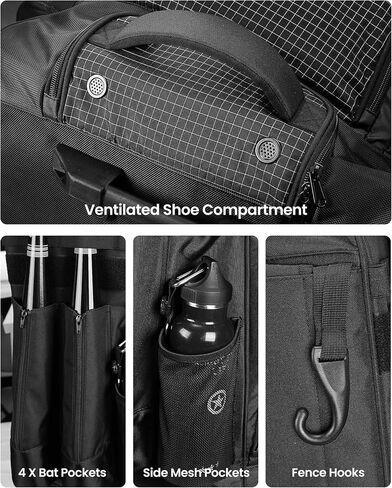 OutdoorMaster Rolling Baseball Bag Wheeled Baseball Bat Backpack with 4 Bat Pockets in Saudi Arabia