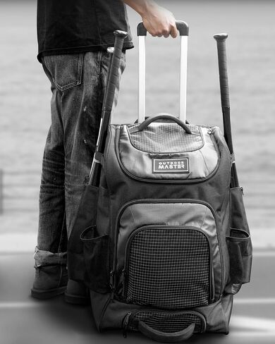 OutdoorMaster Rolling Baseball Bag Wheeled Baseball Bat Backpack with 4 Bat Pockets in Saudi Arabia