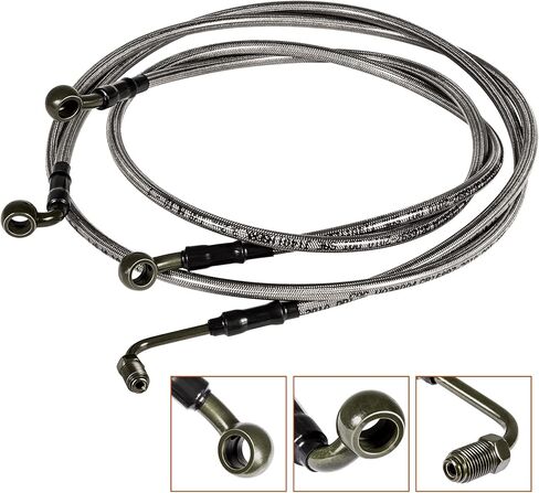 خطوط فرامل 1068 RZR خط فرامل مضفر أمامي/خلفي ممتد متوافق مع ATV Polaris RZR 800/S 800/4 800/XP 900/570/XP 4 900 من الفولاذ المقاوم للصدأ in Kuwait
