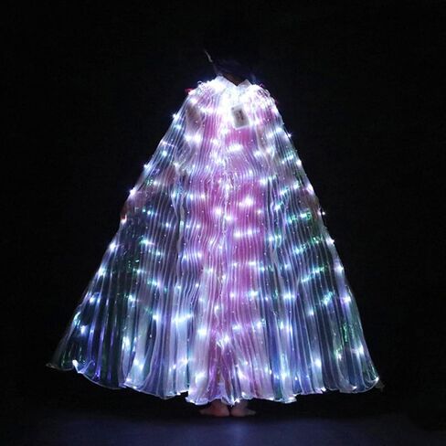 CALIDAKA LED Lights Belly Dance Isis Wings LED Angel Wings, Light Up Angel Wings Glow Angel dance Wings with Telescopic Sticks Flexible Rods for Child Party Decoration(White) in Saudi Arabia