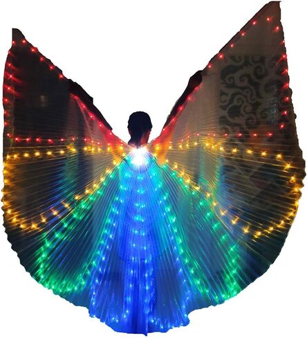 Belly Dance LED Isis Wings with Telescopic Sticks Glow Light Up Angel Costumes in Saudi Arabia