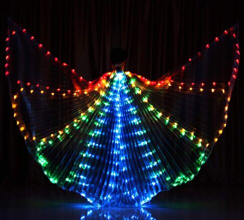Belly Dance LED Isis Wings with Telescopic Sticks Glow Light Up Angel Costumes in Saudi Arabia