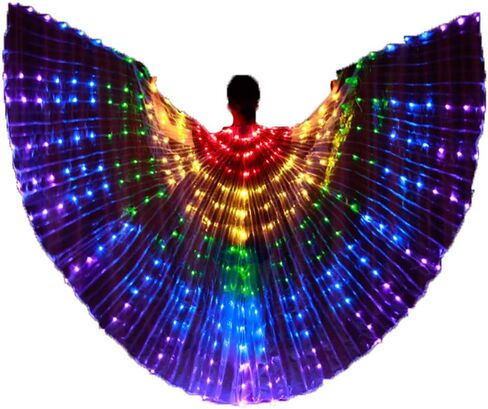 Belly Dance LED Isis Wings with Telescopic Sticks Glow Light Up Angel Costumes in Saudi Arabia