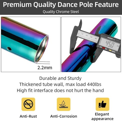 PRIOR FITNESS Permanent Fixed Dance Pole Kit, Professional 45mm Spinning & Static Dancing Pole Heavy-Duty Steel Pole Dance for Home, Adjustable Height Excellent for Home Exercise Studio Club Gym in Saudi Arabia