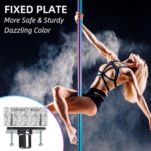 PRIOR FITNESS Permanent Fixed Dance Pole Kit, Professional 45mm Spinning & Static Dancing Pole Heavy-Duty Steel Pole Dance for Home, Adjustable Height Excellent for Home Exercise Studio Club Gym in Saudi Arabia