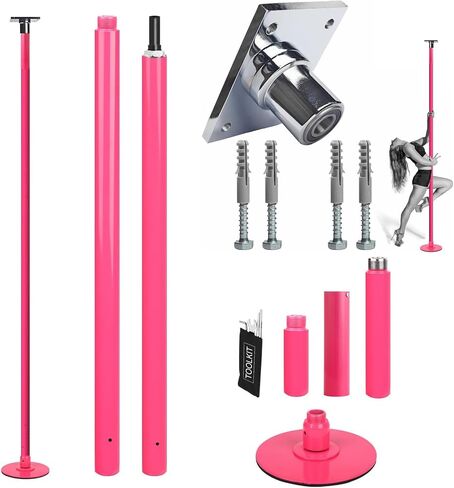 PRIOR FITNESS Permanent Fixed Dance Pole Kit, Professional 45mm Spinning & Static Dancing Pole Heavy-Duty Steel Pole Dance for Home, Adjustable Height Excellent for Home Exercise Studio Club Gym in Saudi Arabia