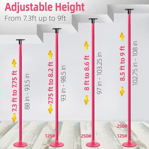 PRIOR FITNESS Permanent Fixed Dance Pole Kit, Professional 45mm Spinning & Static Dancing Pole Heavy-Duty Steel Pole Dance for Home, Adjustable Height Excellent for Home Exercise Studio Club Gym in Saudi Arabia