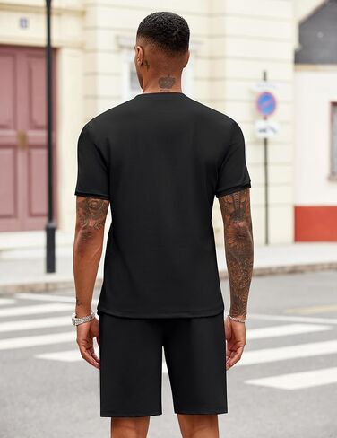 COOFANDY Men's 2 Pieces Outfits Casual Quarter Zip Polo T Shirt and Shorts Set Athletic Jogging Summer Tracksuit in Kuwait