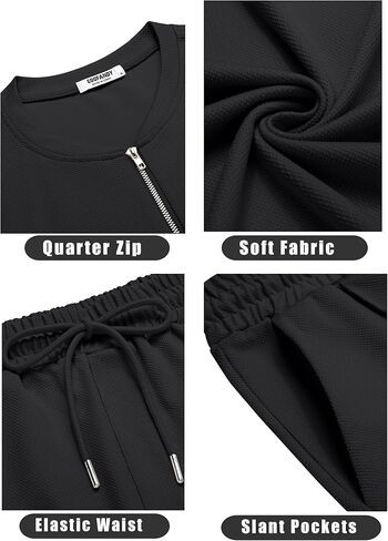 COOFANDY Men's 2 Pieces Outfits Casual Quarter Zip Polo T Shirt and Shorts Set Athletic Jogging Summer Tracksuit in Kuwait